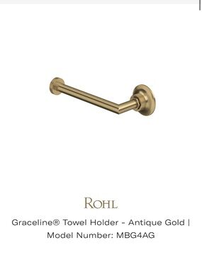 Rohl Michael Berman Graceline Towel Holder 8” Model MBG4AG Antique Gold NWOB